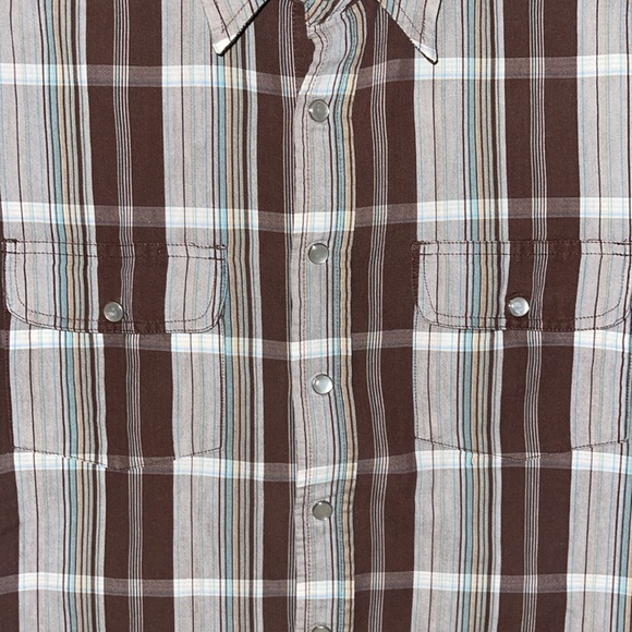 Pineapple Connection LIKE NEW Boys Snap on Button Down Short Sleeves Plaid Shirt - Picture 6 of 9